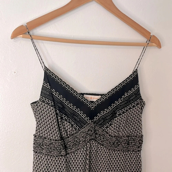 Tory Burch New Label Spaghetti Strap Beaded Black Gray Shift Dress Sz XS Petite - Picture 2 of 10
